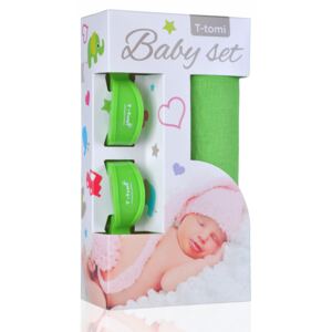 T-TOMI Accessories s.r.o. Baby set - bambusová osuška green / zelená + kočárkový kolíček green / zelená
