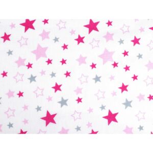 Bavlněný flanel hvězdy - 4 (381) bílá růžová Stoklasa