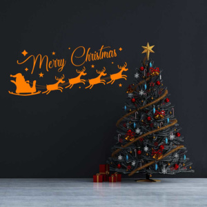 Merry Christmas Santa II. - samolepka na zeď Oranžová 50 x 20 cm