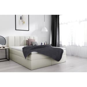 Stylová manželská postel Sven s úložným prostorem krémová eko kůže 160 x 200