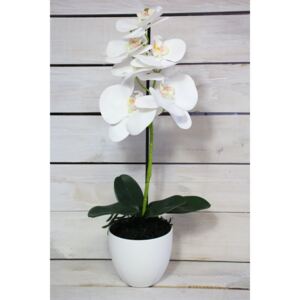 Umělá orchidej v květináči - bílá (v. 51,5 cm)