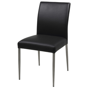 Set 2ks jídelních židlí s čalouněním z ekokůže v černé barvě na nerezové kovové podnoži DO136