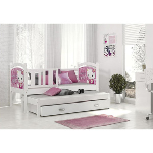 Dětská postel DOBBY P2 color s potiskem + matrace + rošt ZDARMA, 184x80, bílá/vzor 08