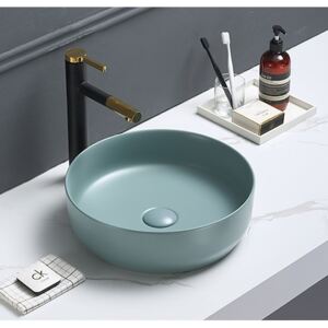 Umyvadlo na desku SAT Infinitio 39x39 cm zelená mat bez otvoru pro baterii SATINF3939LGEM
