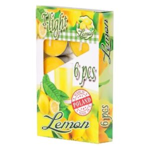 Čajové 6ks Lemon vonné lis. svíčky