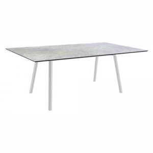 Stern Nerezový jídelní stůl, Stern, obdélníkový 180x100 cm, profil nohou čtvercový, rám nerez, deska HPL Silverstar 2.0 Vintage Stone