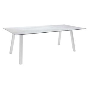 Stern Hliníkový jídelní stůl, Stern, obdélníkový 220x100 cm, profil nohou čtvercový, hliníkový rám šedý (graphite), deska HPL Silverstar 2.0 Smoky