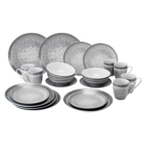 VanWell Porcelánový jídelní servis, 16dílná / 24dílná sada (24dílná sada, šedá) (100323277004)