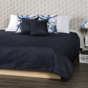 Přehoz na postel Doubleface modrá/krémová, 240 x 220 cm, 2ks 40 x 40 cm
