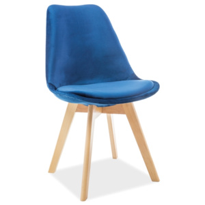 Židle DIOR velvet buk/tmavě modrá polstrování č.90, buk, barva: modrá