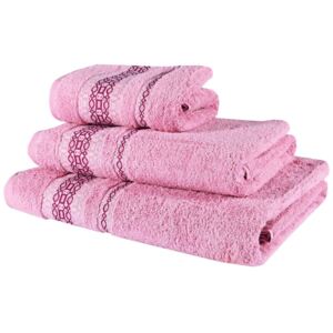 EMI Sada 3 kusů bavlněných osušek a ručníku Rosa růžová 50x90,70x140,90x165