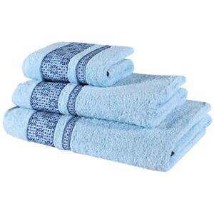 EMI Sada 3 kusů bavlněných osušek a ručníku Vanya modrá 50x90,70x140,90x165