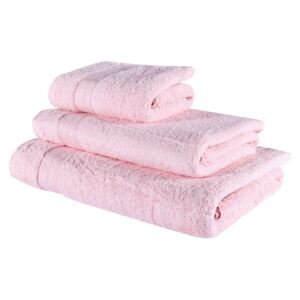 Sada 3 kusů bavlněných osušek a ručníku Amos růžová EMI