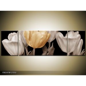 Obraz tulipánů - béžová černobíla (170x50 cm)