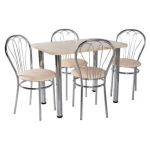 Levný jídelní set 4 židle + stůl obdélník 60 x 100 cm vanilka - 18D