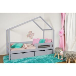 MAXIDO Dětská postel domeček Dita - dva šuplíky 180x80 šedá