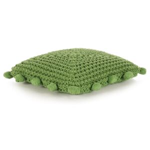 Čtvercový pletený bavlněný polštář na podlahu - zelený | 50x50 cm