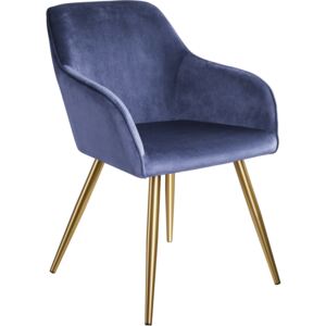 Tectake 403649 židle marilyn v sametovém vzhledu - modrá/zlatá
