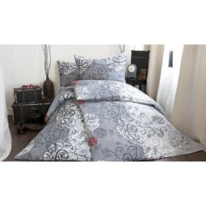 XPOSE® Bavlněné povlečení na 2 postele AMÉLIA šedá, 140x200/70x90cm