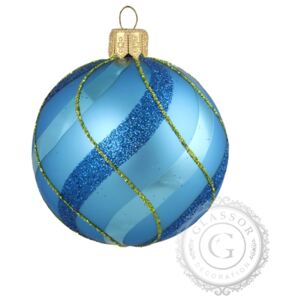 Vánoční baňka modrá proužky