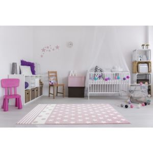 LIVONE Dětský koberec STARPOINT růžovo-bílý Varianta: 100x160
