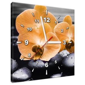 Tištěný obraz s hodinami Krásná oranžová orchidej ZP1714A_1AI