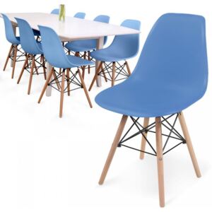 MIADOMODO Sada 8 jídelních židlí s plastovým sedákem, modrá
