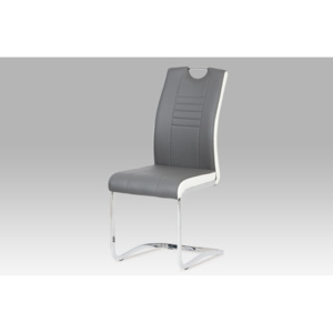 Jídelní židle koženka šedá s bílými boky DCL-406 GREY AKCE
