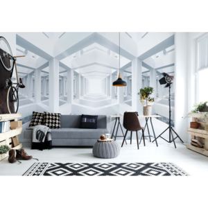 Fototapeta - 3D Modern Architecture White Vliesová tapeta - 250x104 cm