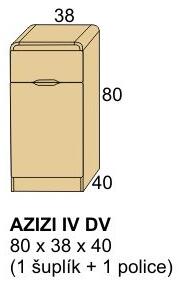 Dřevěná úzká komoda z masivu AZIZI IV DV (úzká kombinovaná komoda masiv)