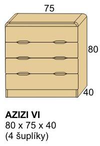 Zásuvková komoda z masivu AZIZI VI (komoda z masivu se šuplíky)