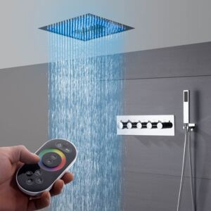 Massive home | Luxusní stropní vodopádová sprcha s LED indikátorem teploty vody Zoe - Stříbrná
