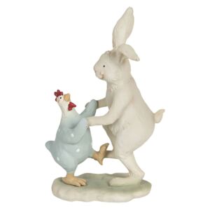 Dekorace tančícího králíka s kuřetem - 12*7*19 cm