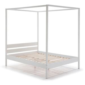 Bílá dřevěná postel Marckeric Dossel, 140 x 200 cm