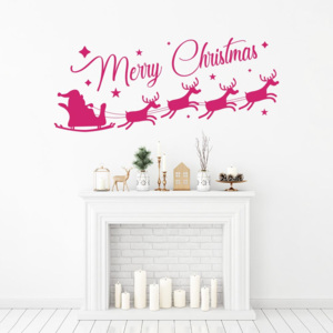Merry Christmas Santa II. - samolepka na zeď Růžová 50 x 20 cm
