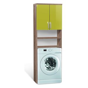 Vysoká koupelnová skříňka nad pračku K20 barva skříňky: dub sonoma tmavá, barva dvířek: lemon lesk