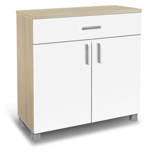 Nabytekmorava Koupelnová skříňka K23 barva skříňky: akát, barva dvířek: bílý lesk