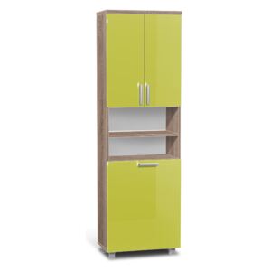 Vysoká koupelnová skříňka s košem K16 barva skříňky: dub sonoma tmavá, barva dvířek: lemon lesk