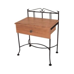 Iron Art SARDEGNA noční stolek se zásuvkou Barva kovu: příplatková - vyberte dle popisu níže, Barva dřeva: příplatek 1 - vyberte dle popisu níže