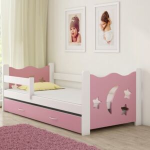 Dětská postel ACMA III růžová/bílá 160x80 cm + matrace zdarma