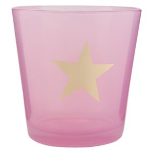 Růžový svícen na čajovou svíčku s hvězdou - Ø 10*10 cm