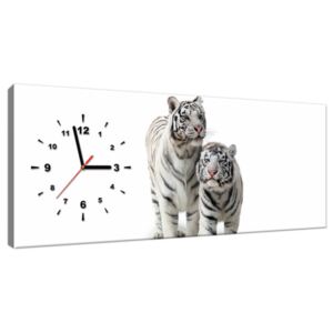 Obraz s hodinami Bílé tygry 100x40cm ZP1270A_1I