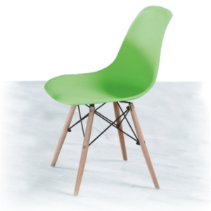 Designová jídelní židle plastová v zelené barvě a dekoru buk TK078