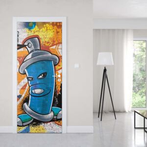 GLIX Fototapeta na dveře - Graffiti Street Art Blue | 91x211 cm