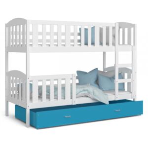 Patrová postel JAKUB včetně úložného prostoru (Bílá), Modrá