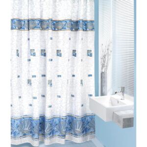 Koupelnové závěsy - 180x200 cm modré mušle Bellatex