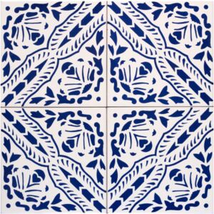Musa Ceramiche Musa Alicudi III 20x20 obklad s modrým dekorem handmade sítotisk
