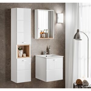 Koupelna - FINKA white, 40 cm, sestava č. 7, bílá/lesklá bílá