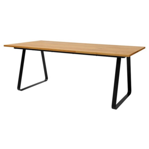Jídelní stůl 200x95 cm v dekoru dub divoký s černou kovovou podnoží DO228