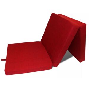 Trojdílná skládací pěnová matrace - červená | 190x70x9 cm